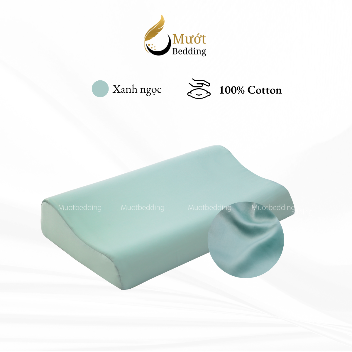 Vỏ gối cao su non Cotton Satin Mướt Bedding trơn màu cao cấp, bao áo gối Memory Foam đầy đủ size