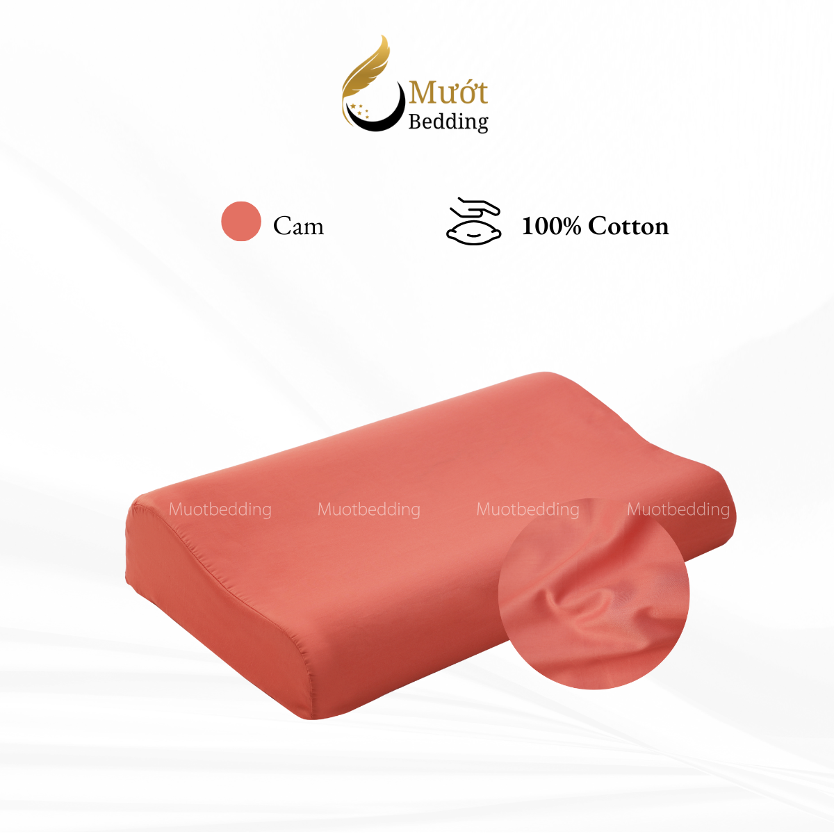 Vỏ gối cao su non Cotton Satin Mướt Bedding trơn màu cao cấp, bao áo gối Memory Foam đầy đủ size