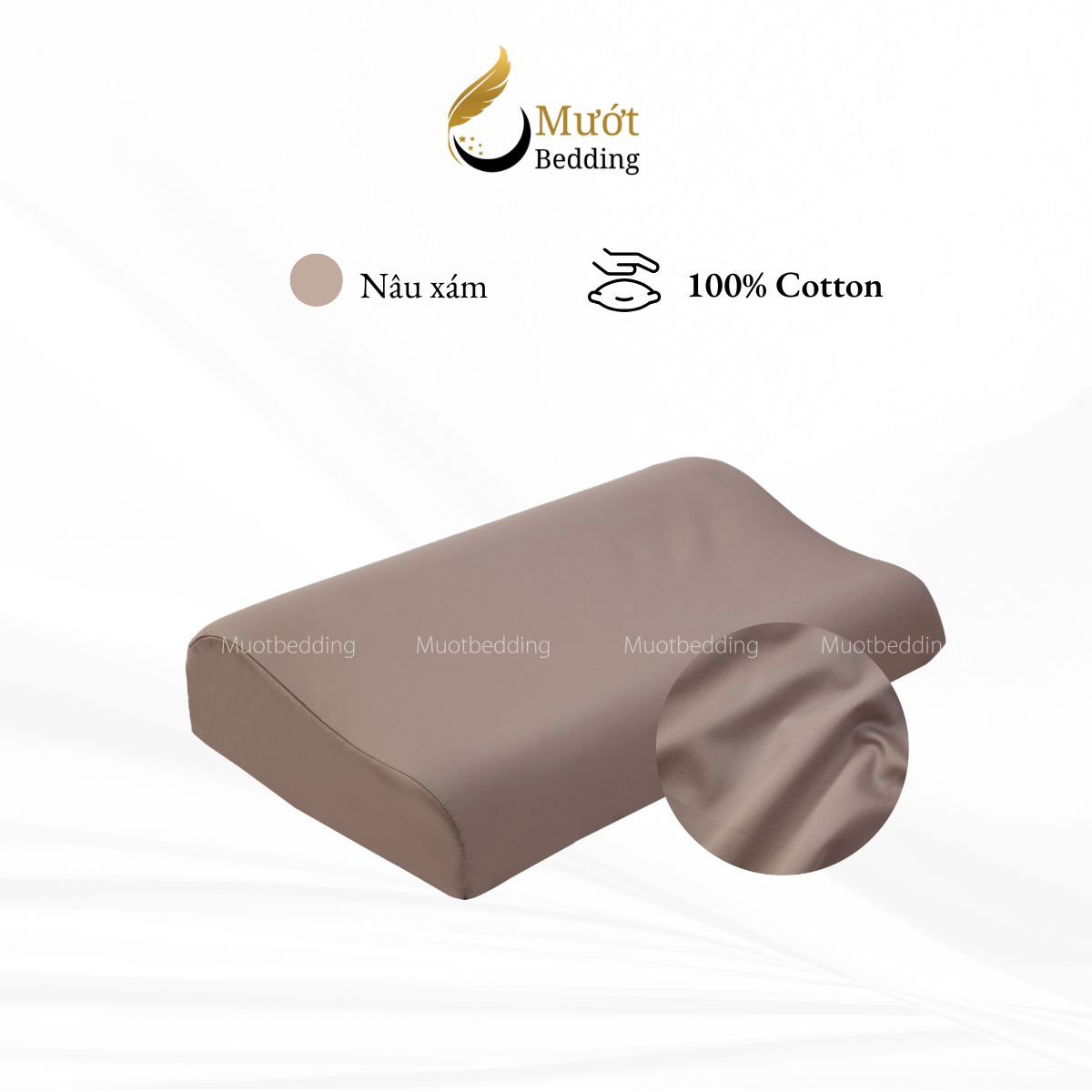 Vỏ gối cao su non Cotton Satin Mướt Bedding trơn màu cao cấp, bao áo gối Memory Foam đầy đủ size