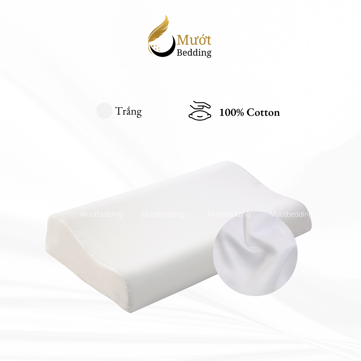 Vỏ gối cao su non Cotton Satin Mướt Bedding trơn màu cao cấp, bao áo gối Memory Foam đầy đủ size
