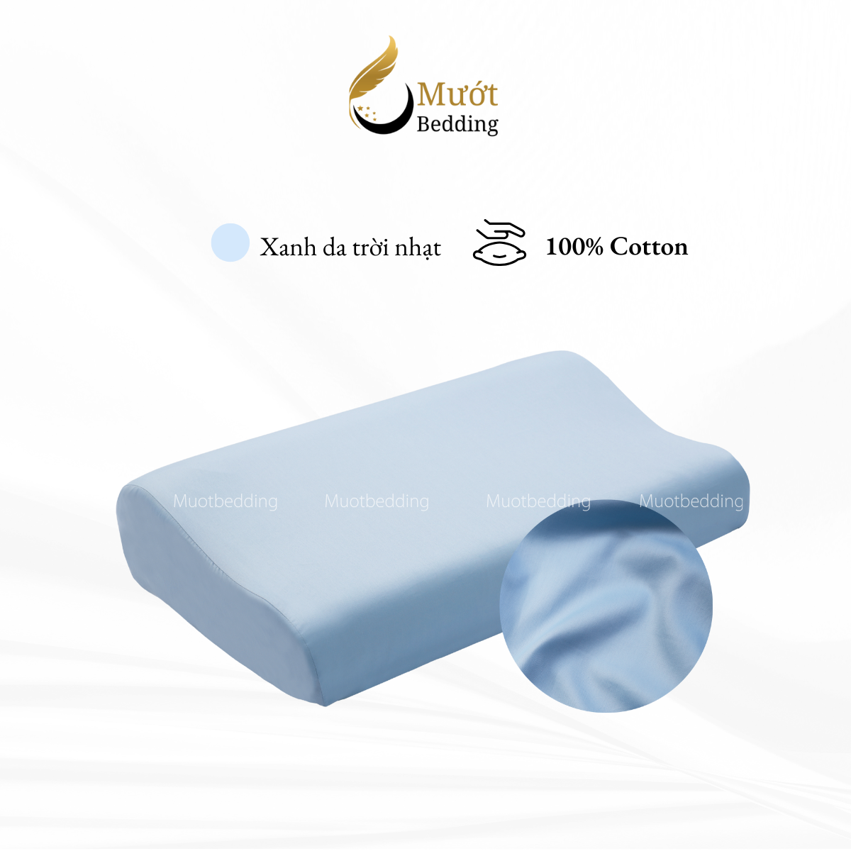 Vỏ gối cao su non Cotton Satin Mướt Bedding trơn màu cao cấp, bao áo gối Memory Foam đầy đủ size