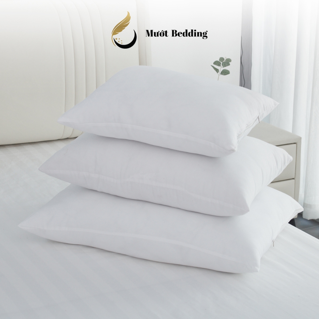 Gối nằm, ruột gối Mướt bedding chất liệu gòn lông vũ cao cấp đầy đủ size 40x60, 50x70, gối ôm