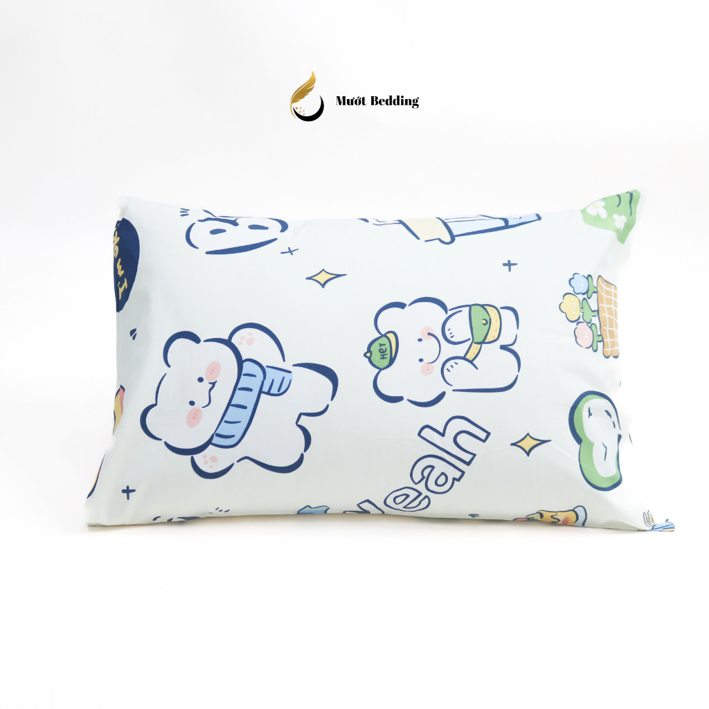 Vỏ gối Cotton 100% cao cấp nhiều họa tiết Mướt bedding Size 50x70 cm mềm mại, thấm hút tốt, áo gối dạng lồng bền đẹp