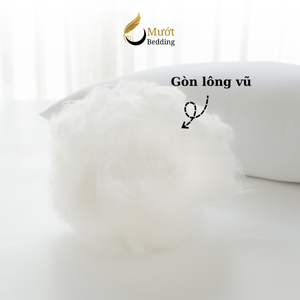 Gối nằm, ruột gối Mướt bedding chất liệu gòn lông vũ cao cấp đầy đủ size 40x60, 50x70, gối ôm