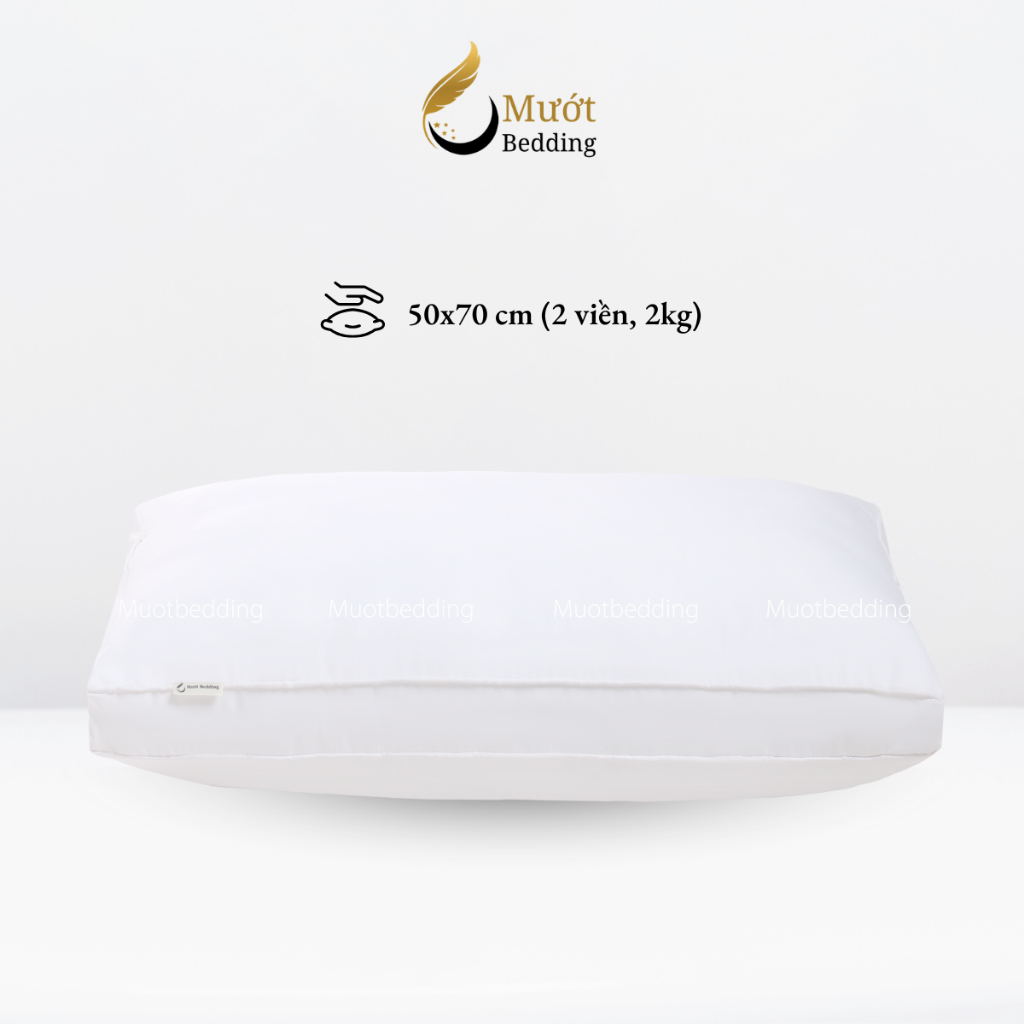 Gối nằm, ruột gối Mướt bedding chất liệu gòn lông vũ cao cấp đầy đủ size 40x60, 50x70, gối ôm