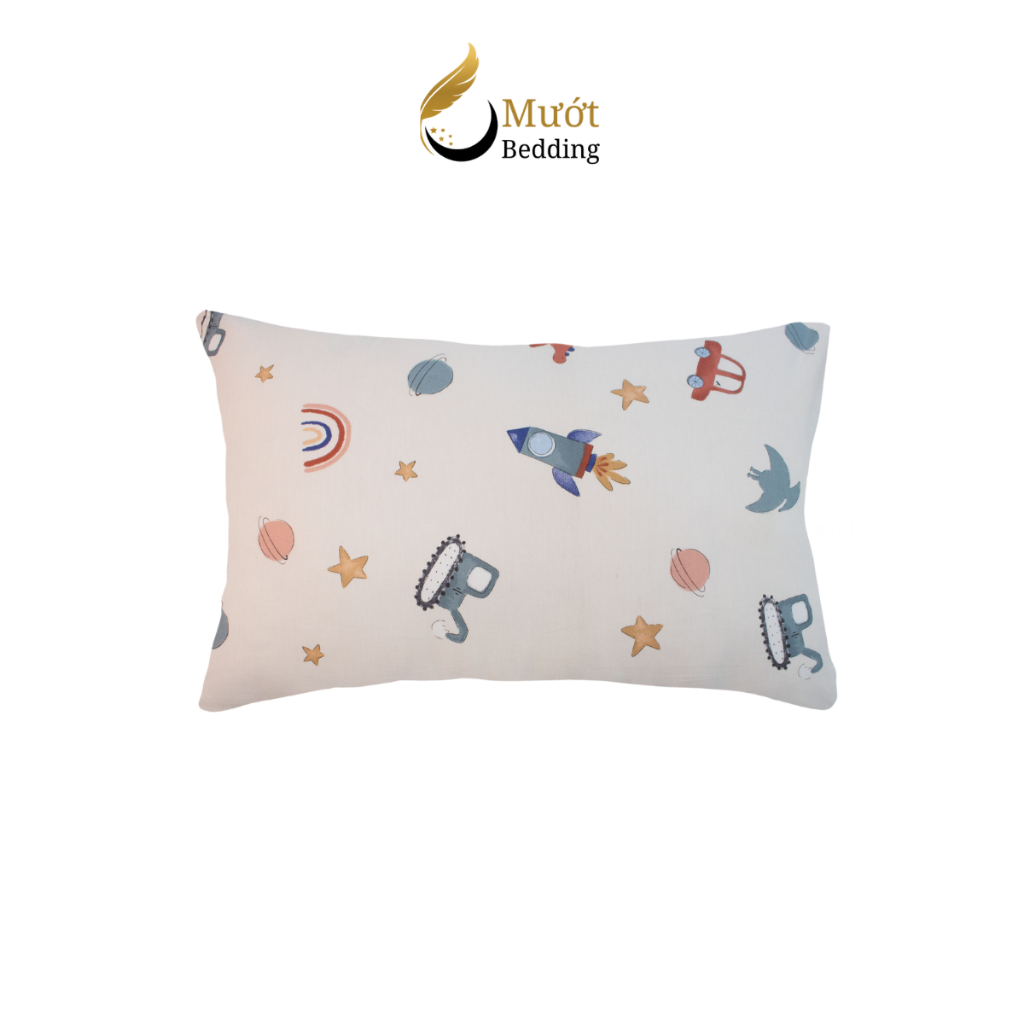 Vỏ gối Cotton 100% cao cấp nhiều họa tiết Mướt bedding Size 50x70 cm mềm mại, thấm hút tốt, áo gối dạng lồng bền đẹp