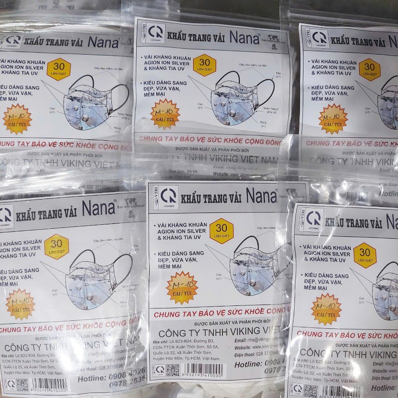 1 Bịch 10C Khẩu Trang Vải Nana diệt khuẩn giặt dc 30 lần dùng 3