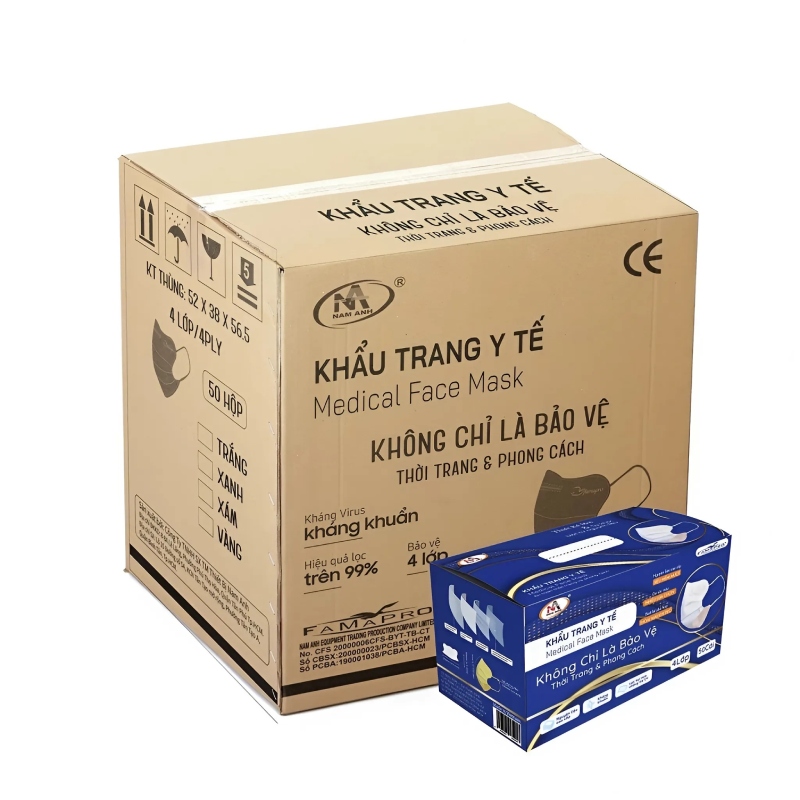 1 Hộp 50 Cái Khẩu Trang Y Tế Con Cua Famapro 3