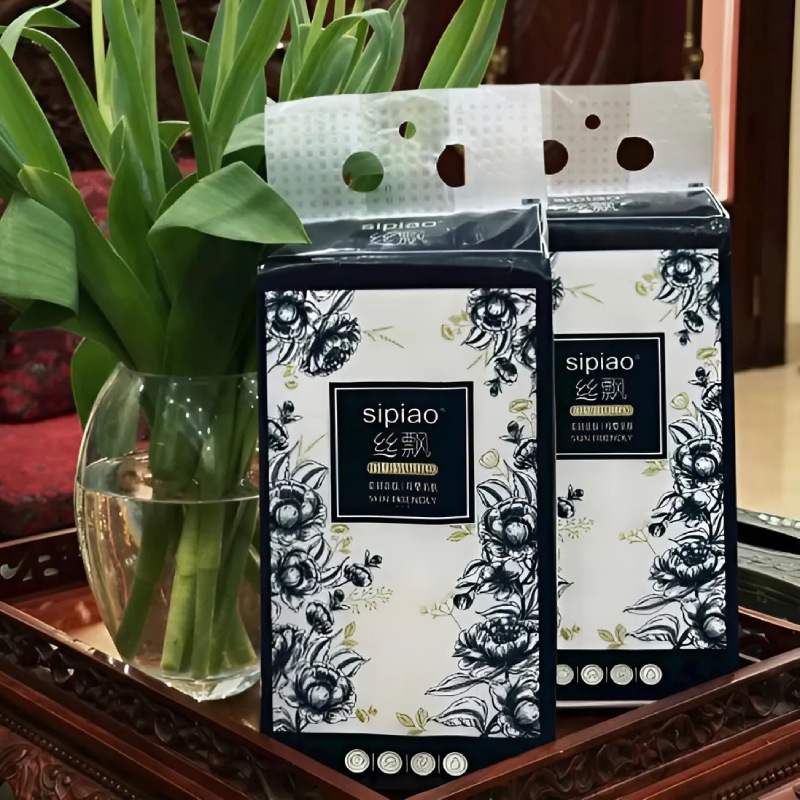 1 Thùng 10 Bịch Giấy Rút Treo Tường Sipao Hoa Xanh Đen 3