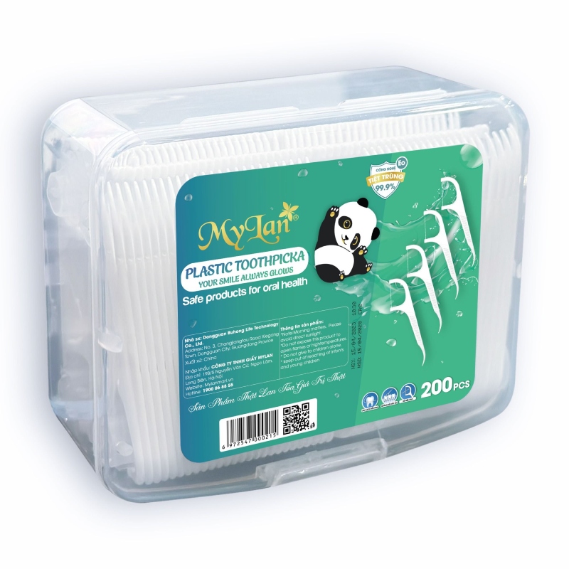 MyLan: Hộp 200 tăm nhựa nha khoa 2 chỉ 6