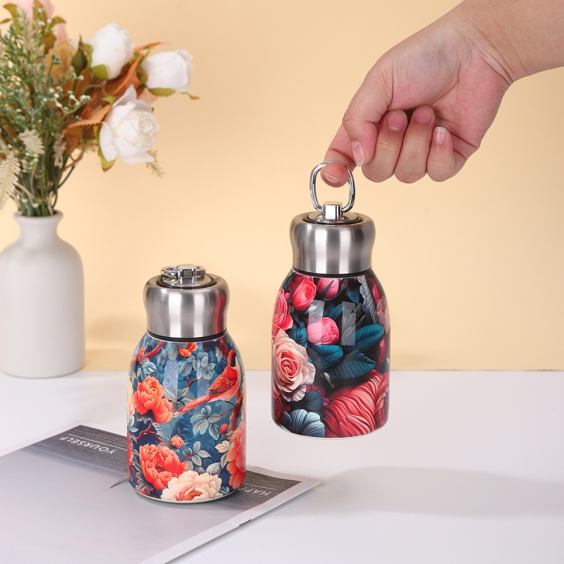 Bình Giữ Nhiệt Có Quai Xách Họa Tiết Hoa 5