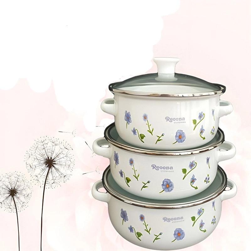 BỘ 3 NỒI TRÁNG MEN CAO CẤP hoa văn 5