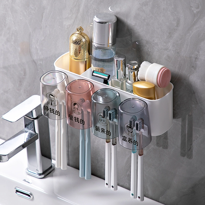 BỘ 4 CỐC KỆ ĐỂ BÀN CHẢI ĐÁNH RĂNG GIÁ TREO BÀN CHẢI NHẢ KEM HÀNG 4