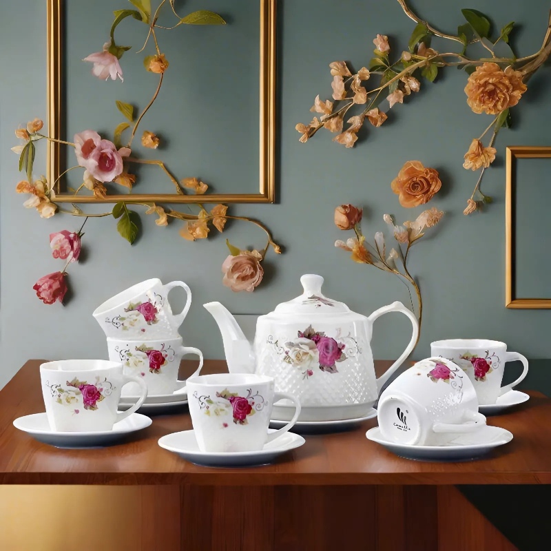 Bộ Ấm Trà Họa Tiết Kèm Ly và Tách 4