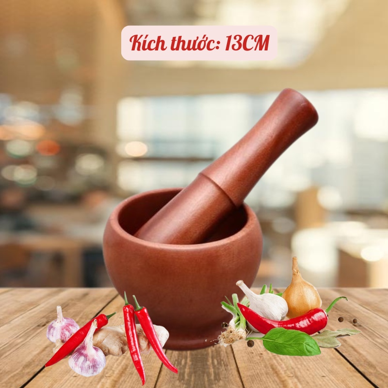 Bộ Chày Cối Gỗ Size 13CM 4