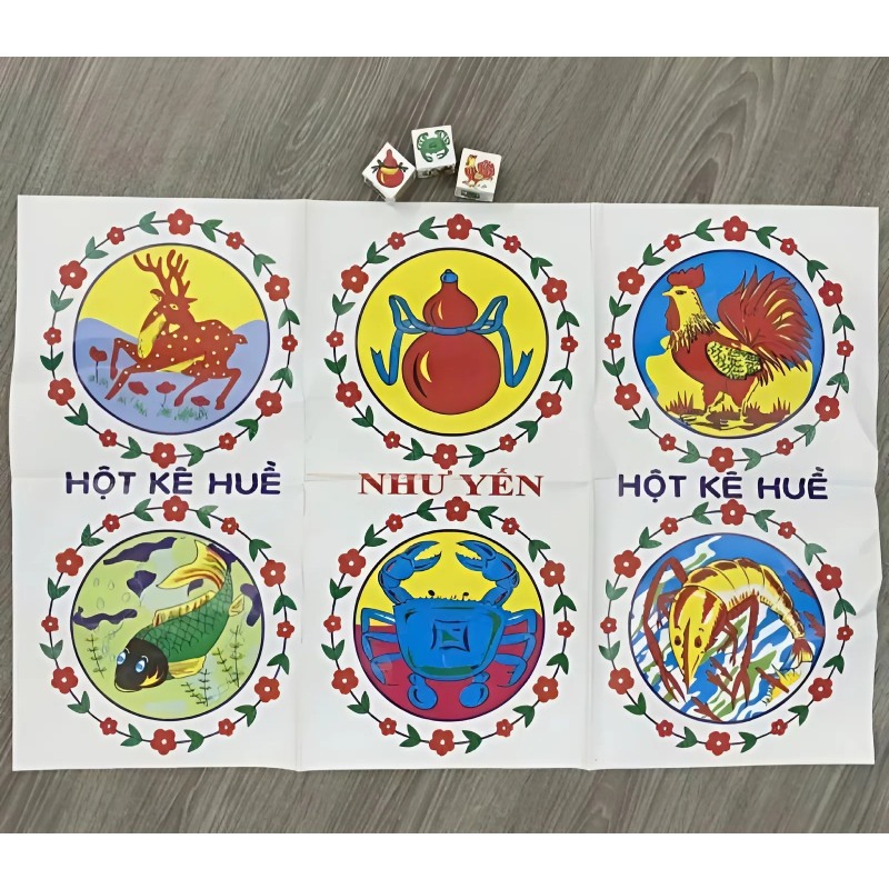 Bộ Đồ Chơi Lắc Bầu Cua Cá Xúc Xắc Bằng Xốp 5