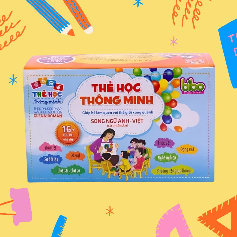 Bộ thẻ học song ngữ gồm 16 chủ đề 416 thẻ thông minh Flashcard cho bé 3