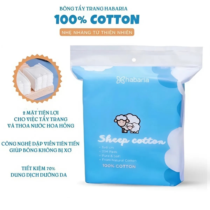 Bông Tẩy Trang Cừu Xanh 234 Miếng 5