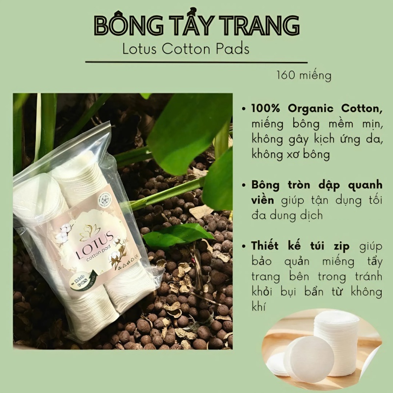 Bông Tẩy Trang Lotus 160 Miếng 5
