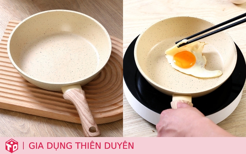 Chảo chống dính có an toàn không? Cách sử dụng chảo đúng cách - Chảo chống dính màu trắng Hàn size 26cm