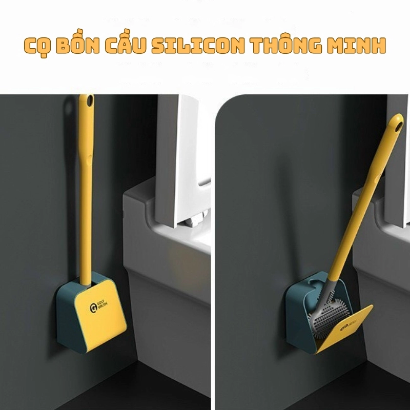 Cọ Bồn Cầu Silicon Thông Minh Dán Tường Kèm Hộp Đựng chữ U 4