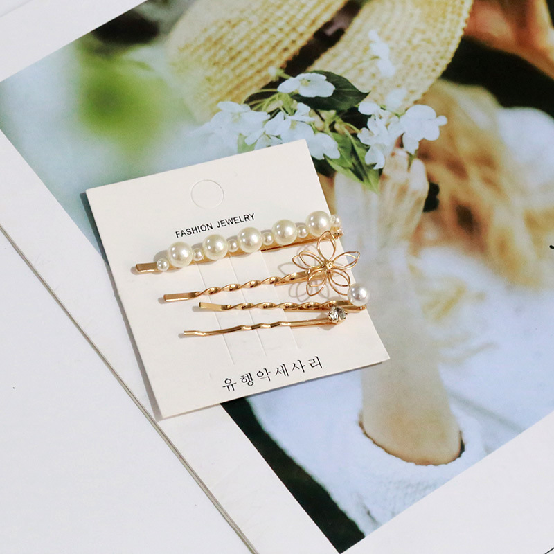 COMBO SÉT 4 CÁI KẸP TÓC HÌNH HOA MAI VÀ ĐÍNH ĐÁ NGỌC TRAI 4