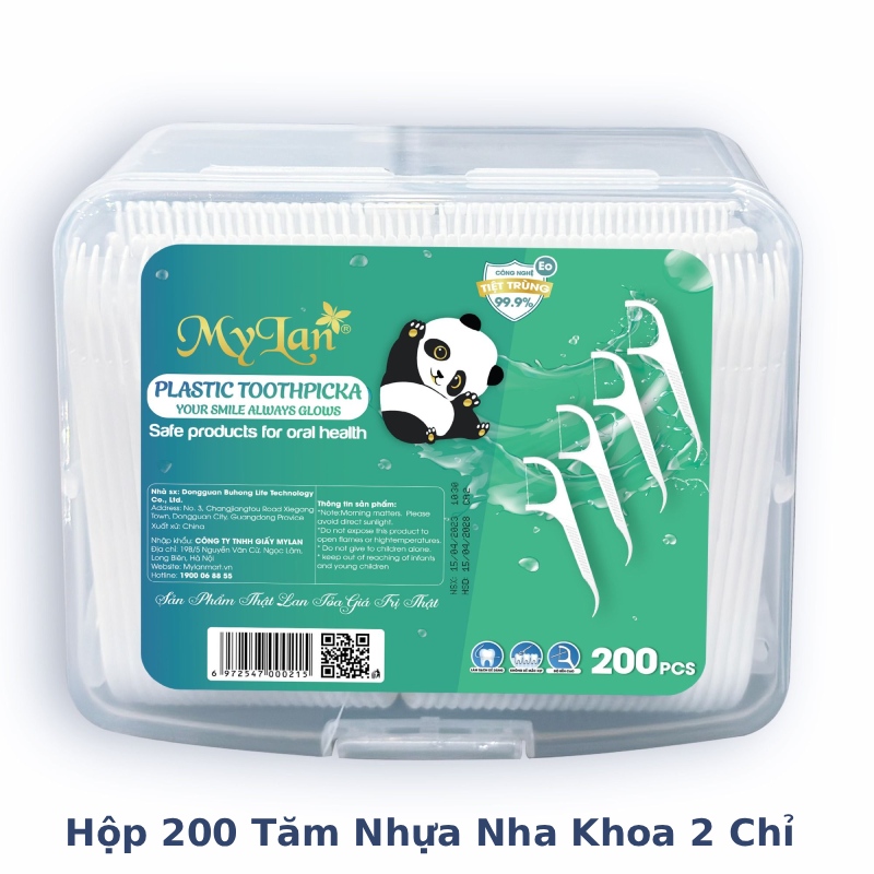 MyLan: Hộp 200 tăm nhựa nha khoa 2 chỉ 4