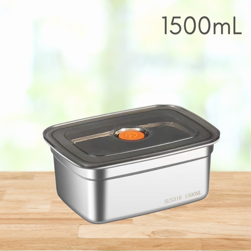Hộp Đựng Thực Phẩm Inox Có Nắp Chân Không 1500ml - 4