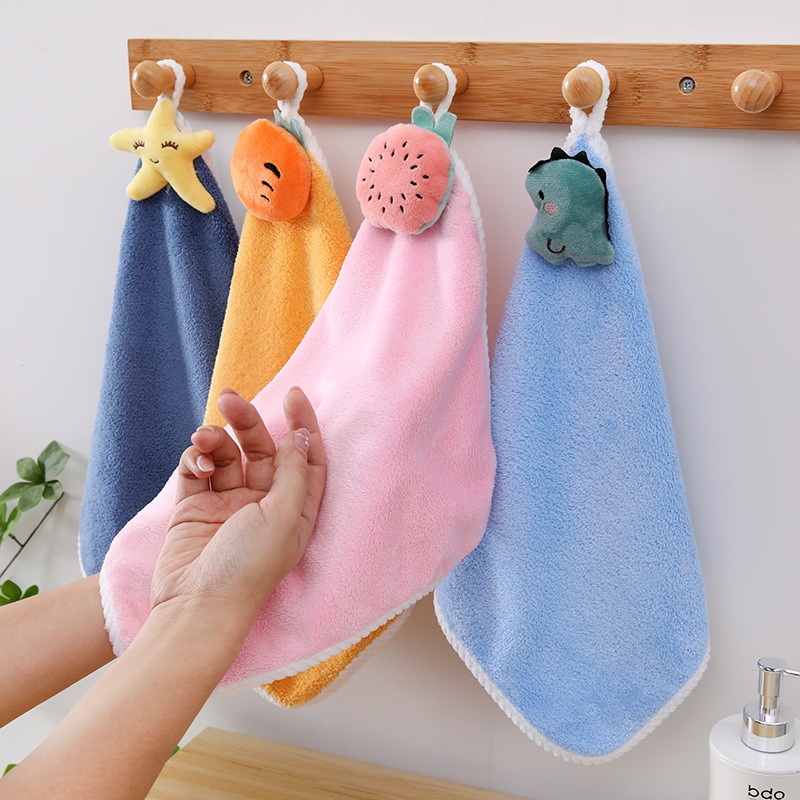 Khăn Lau Tay Treo Tường Lông Cừu San Hô Mềm Mại 5