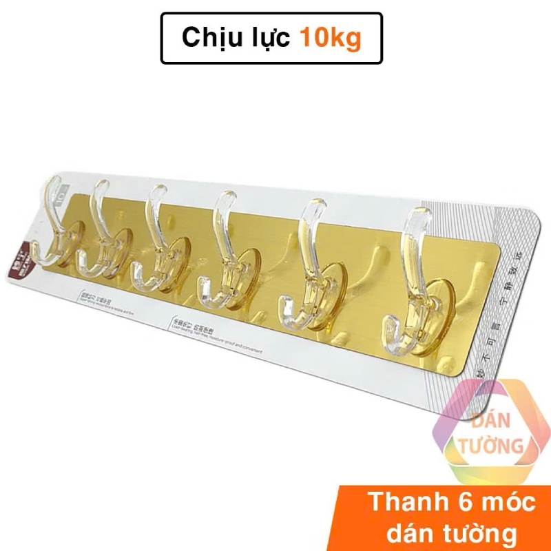 Móc Treo Đồ Dính Tường 6 Thanh Vàng Bạc 4