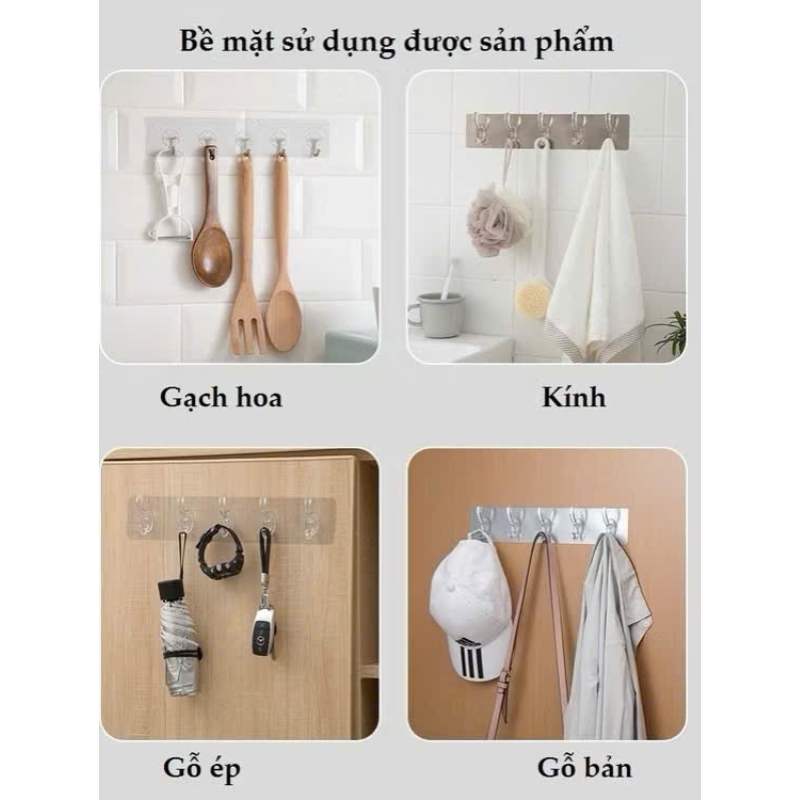 Móc Treo Đồ Dính Tường 6 Thanh Vàng Bạc 5