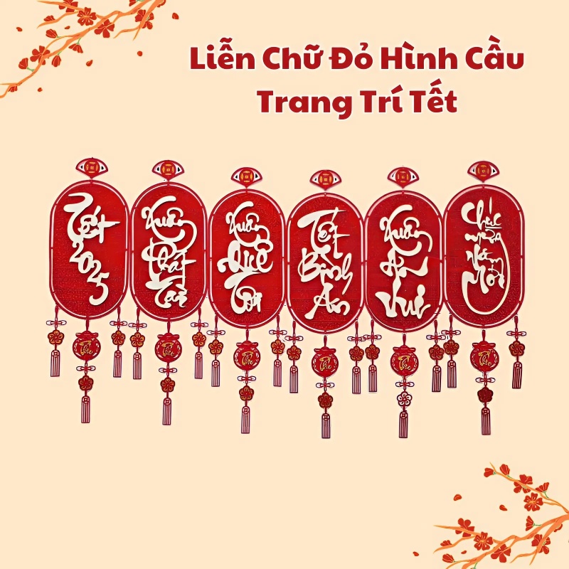 Liễn Chữ Đỏ Hình Cầu Trang Trí Tết 4