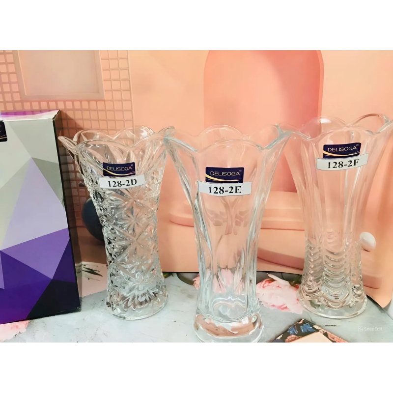 Lọ Hoa Thủy Tinh Dáng Trụ Vát Cao 25cm 4