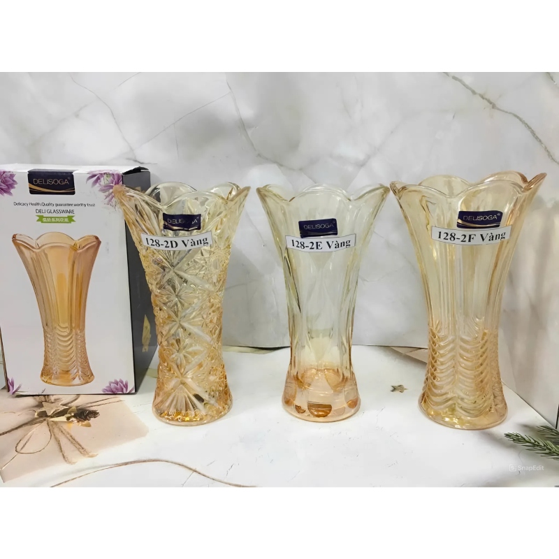 Lọ Hoa Thủy Tinh Dáng Trụ Vát Cao 25cm 5