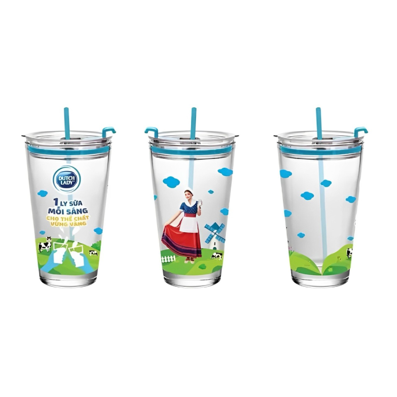 Ly Thủy Tinh Có Ống Hút HKM Cô gái Hà Lan 5