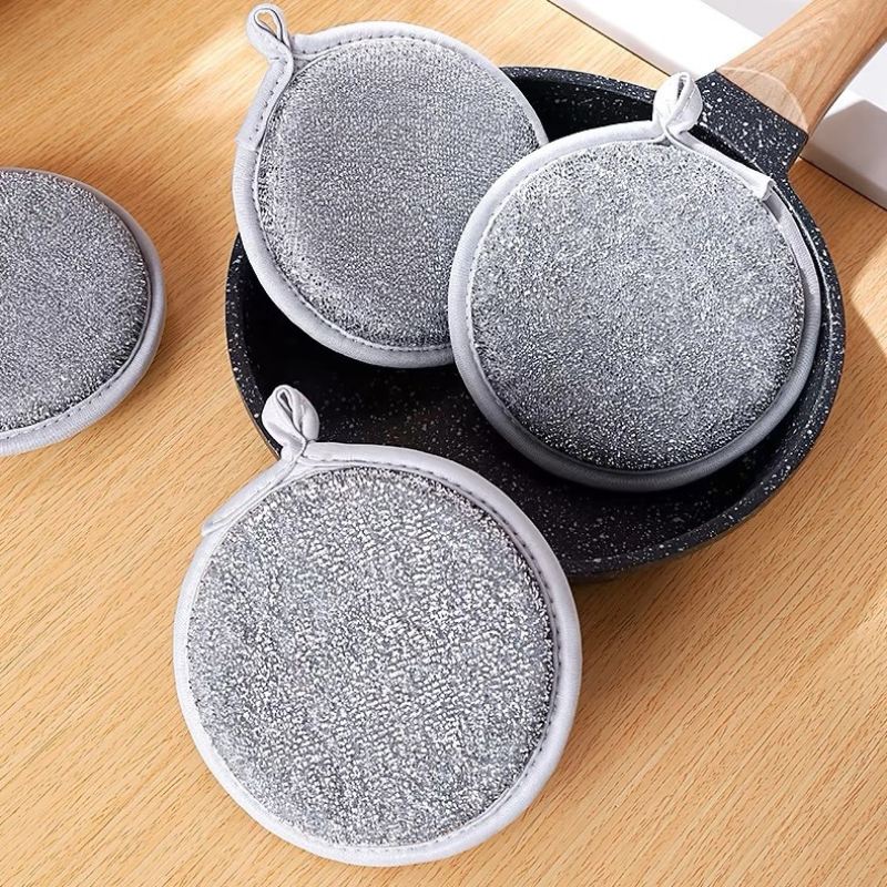 Miếng Xám Xịn Rửa Chén Tròn Sợi Bạc Màu Xám 4