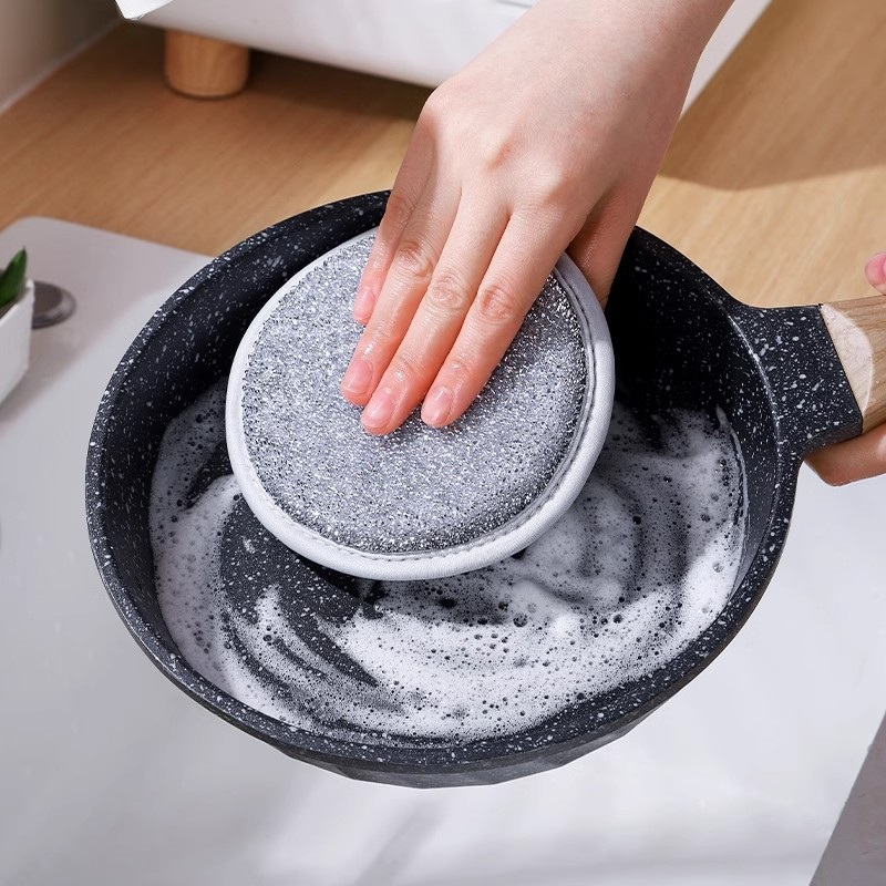 Miếng Xám Xịn Rửa Chén Tròn Sợi Bạc Màu Xám 5