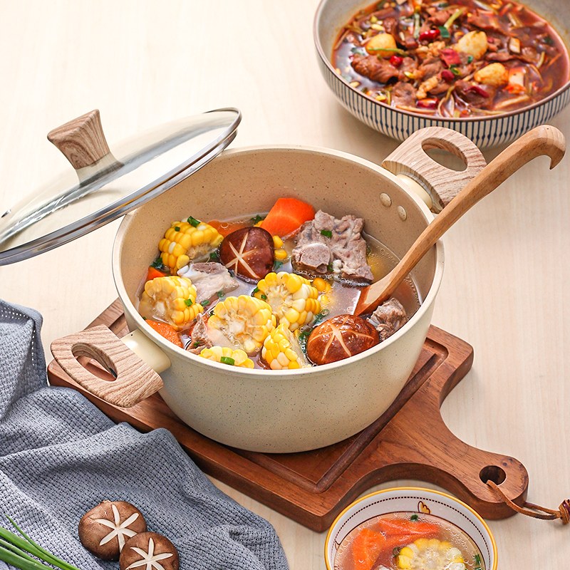 Nồi Chống Dính Vân Đá Nắp Kính Đáy Từ 20cm 4