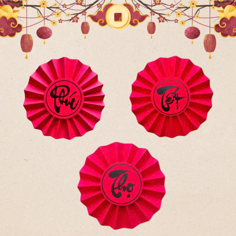 Quạt Giấy Đỏ Chữ Thư Pháp 4