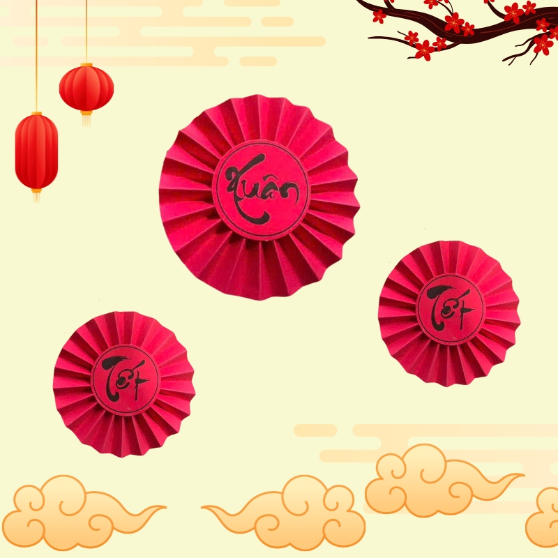 Quạt Giấy Đỏ Chữ Thư Pháp 5