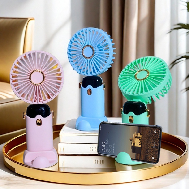 Quạt Tích Điện Cầm Tay Kiêm Giá Đỡ Điện Thoại 5