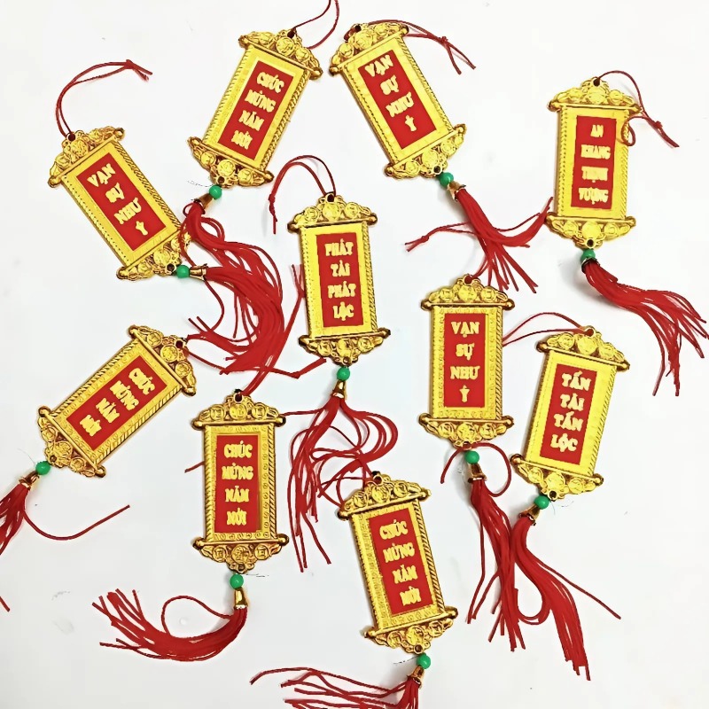 Set 10 Thẻ Bài Treo Chữ Thư Pháp Trang Trí Tết 5