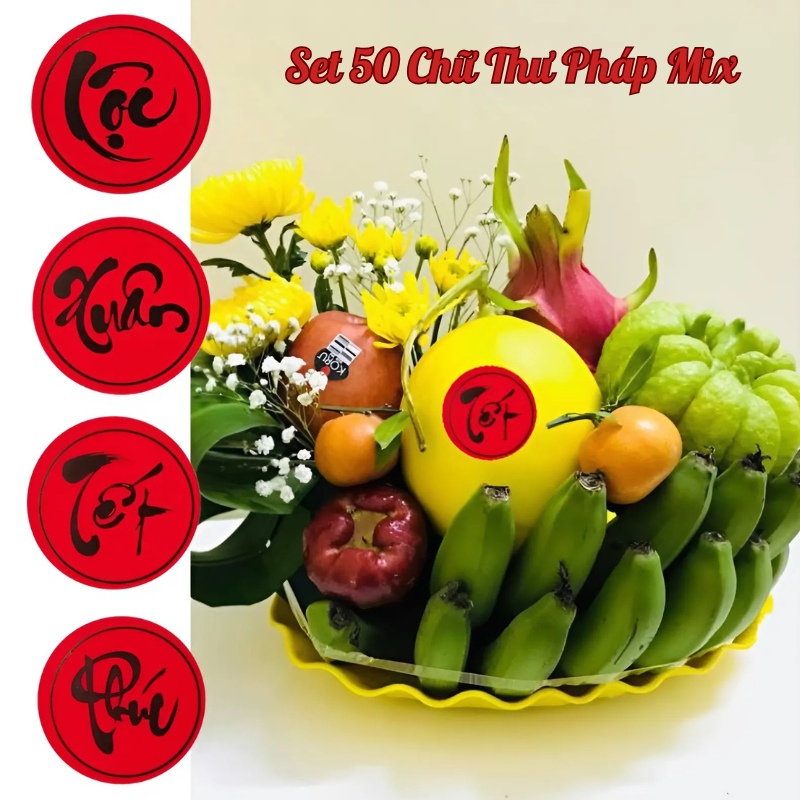 Set 50 Chữ Thư Pháp Tròn Size 6CM 5