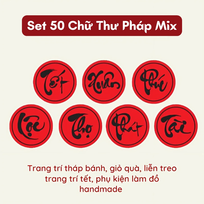 Set 50 Chữ Thư Pháp Tròn Size 6CM 4