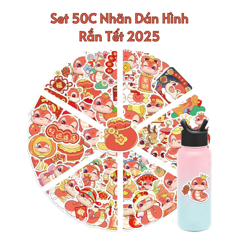 Set 50C Nhãn Dán Hình Rắn Tết 2025 - 2