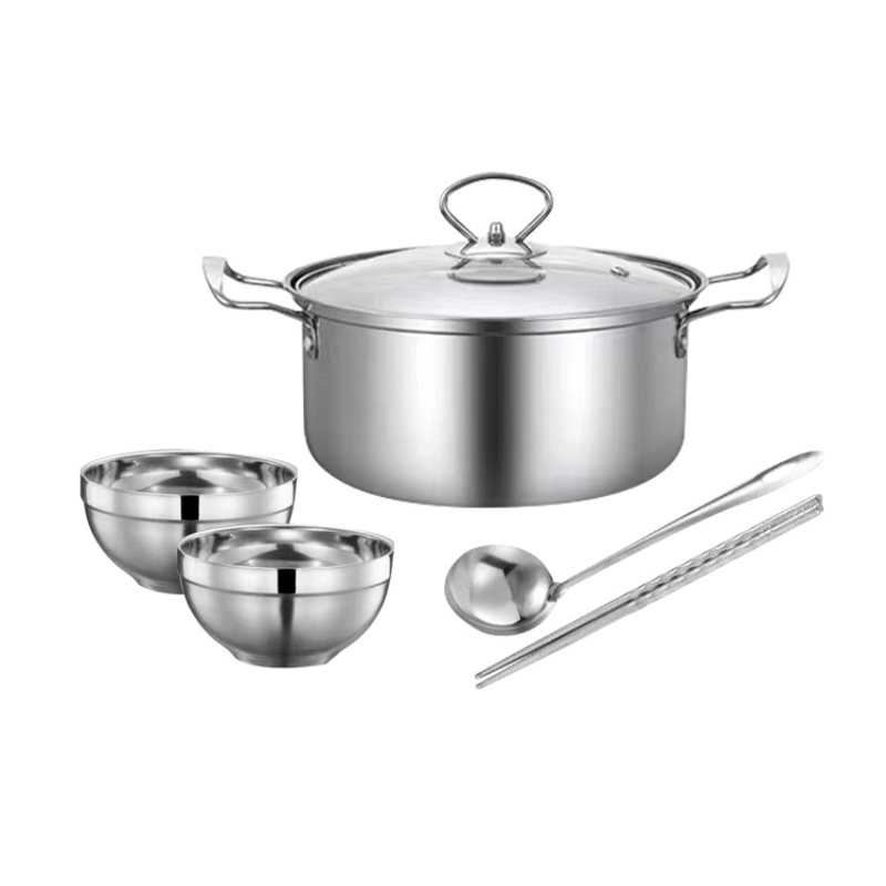Set 6 Món Nồi, Bát, Đũa, Thìa Inox 5