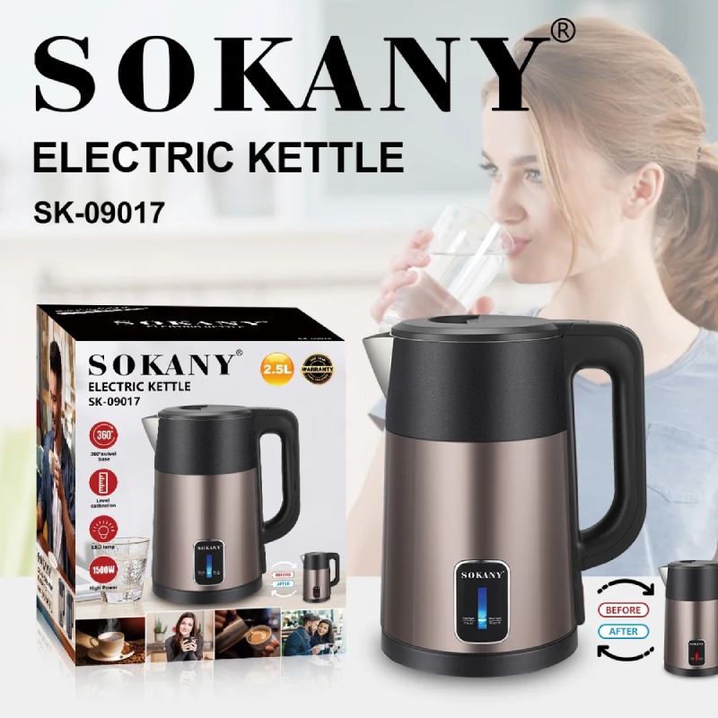 Sokany SK-09017: Ấm Đun Siêu Tốc 2.5L - 4