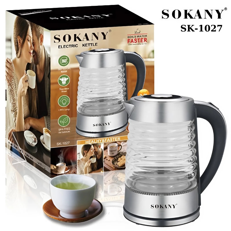 Sokany SK-1027: Ấm Đun Siêu Tốc Thủy Tinh 4