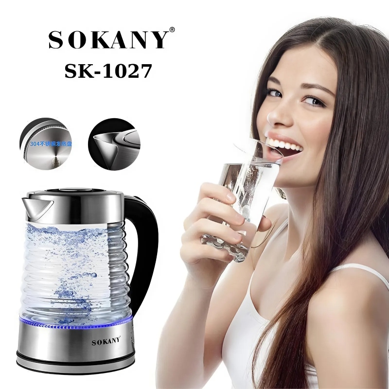 Sokany SK-1027: Ấm Đun Siêu Tốc Thủy Tinh 5