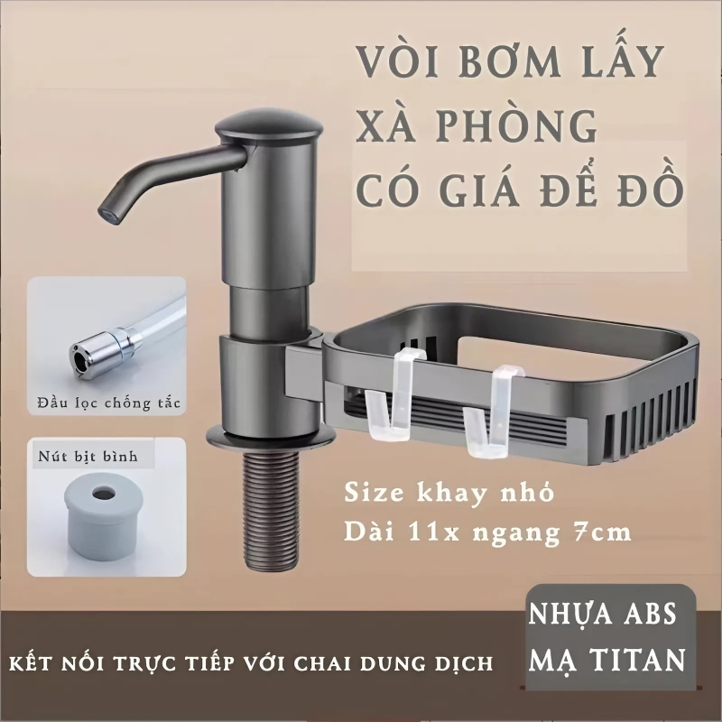 Vòi Bơm Lấy Xà Phòng Có Giá Để Đồ 4